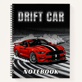 Drift Car Red Muscle Hardcover Spiral Notebook ノートブック