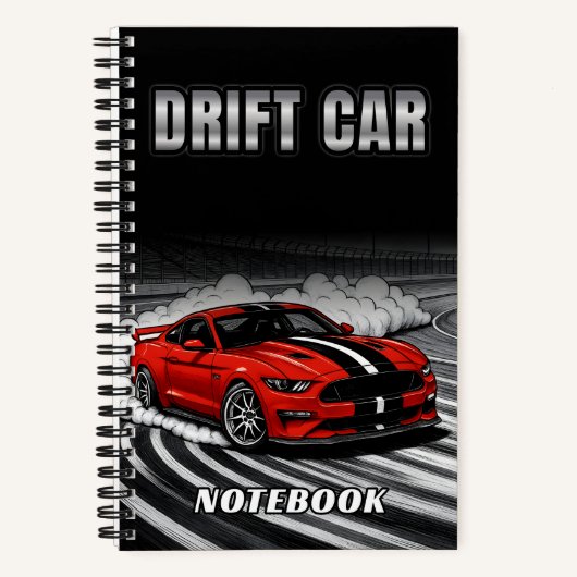 Drift Car Red Notebook Cover ノートブック (正面)