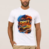Drift King – High Speed Racing Car Fire Art Design Tシャツ (正面)
