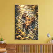 Drifting Together | Otter Art | Stretched Canvas キャンバスプリント (インサイチュ (リビング))