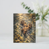 Drifting Together | River Otter Art | Postcard ポストカード (スタンド正面)