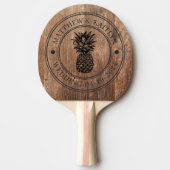 Driftwood Boards Pineapple Wedding Crest & Names 卓球ラケット (正面)