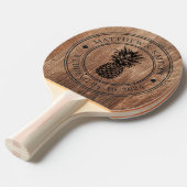 Driftwood Boards Pineapple Wedding Crest & Names 卓球ラケット (正面アングル)