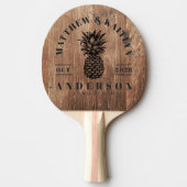 Driftwood Boards Tropical Pineapple Wedding Crest 卓球ラケット (正面)