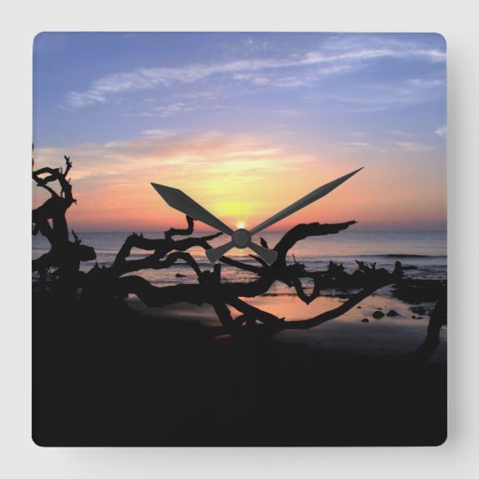 Driftwood Sunrise wall clock スクエア壁時計 (正面)
