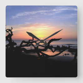 Driftwood Sunrise wall clock スクエア壁時計