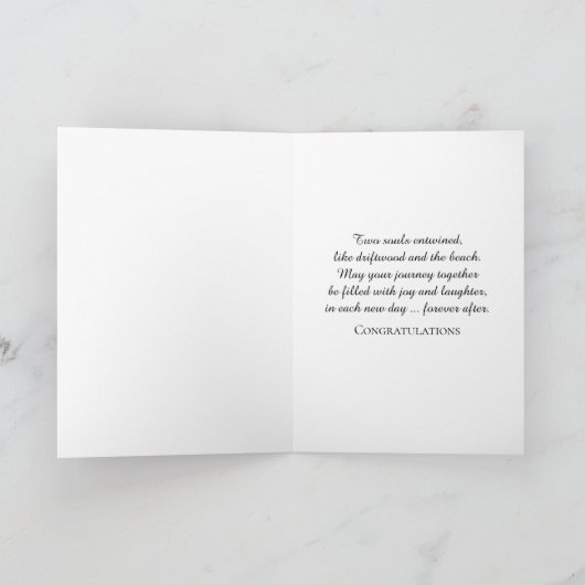 Driftwood Wedding Cake Congratulations カード (内部)