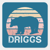 Driggs Idaho Retro Bear スクエアシール (正面)