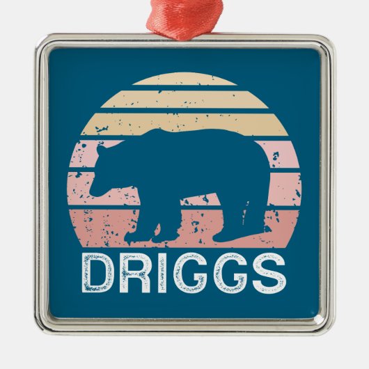 Driggs Idaho Retro Bear メタルオーナメント (正面)
