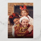 Driling Tinsel Joyeux Noelフォトグリーティング 箔シーズンカード (正面)