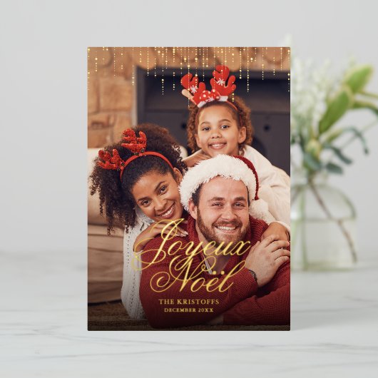 Driling Tinsel Joyeux Noelフォトグリーティング 箔シーズンカード (立ち正面)