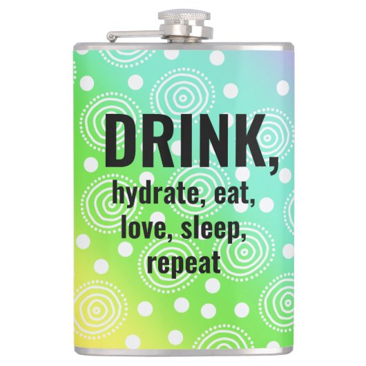 DRINK, 水分補給, 食事, 愛, 睡眠, 繰り返す フラスク (正面)
