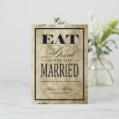 Drink 食べ and  be 結婚した -ヴィンテージ紙招待状 招待状 (スタンド正面)