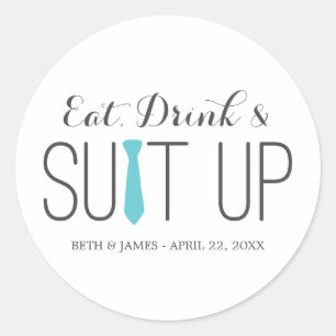 Drink 食べ & Suit Up Groomsmenのステッカー ラウンドシール