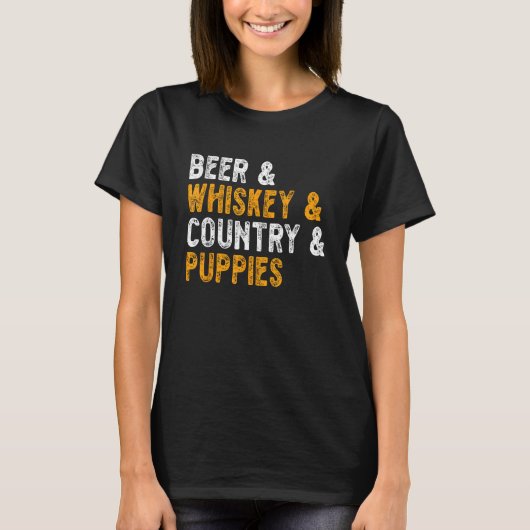 Drink Beer Whiskey And Country Dog Dad Mom Drinker Tシャツ (正面)
