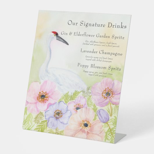 Drink Bridal Shower Whooping Crane Anemones  台座サイン (正面)