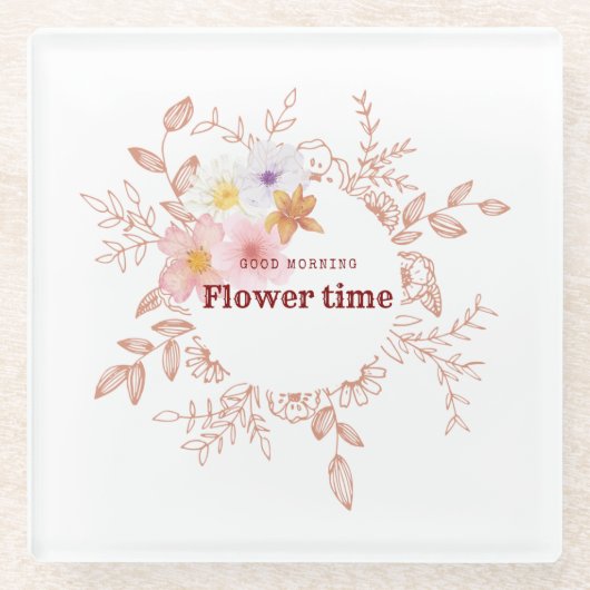 Drink Coaster | ボタニカルフラワータイムカップコースター ガラスコースター (正面)