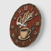 Drink Coffee ラージ壁時計 (傾斜)