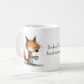 Drink Coffee. Avoid Humans. Whimsical Fox Funny コーヒーマグカップ (正面左)