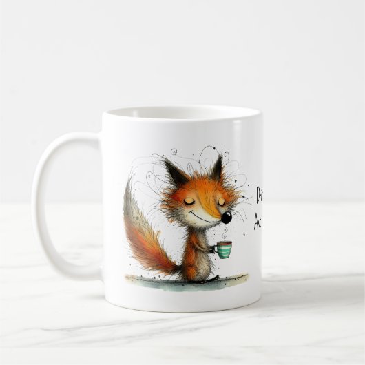 Drink Coffee. Avoid Humans. Whimsical Fox Funny コーヒーマグカップ (左)