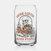 ☕ Drink Coffee, Avoid People – Funny Skeleton Beer ガラス缶 (正面)