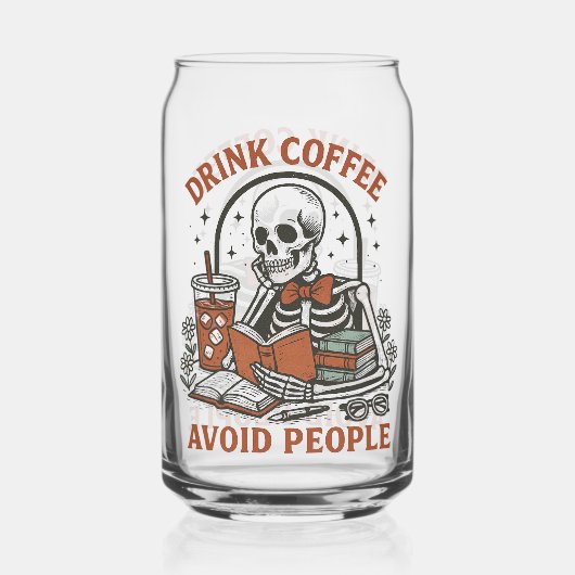 ☕ Drink Coffee, Avoid People – Funny Skeleton Beer ガラス缶 (裏面)