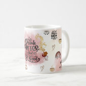“Drink Coffee & Be Kind – Cute Aesthetic Pastel  コーヒーマグカップ (正面右)