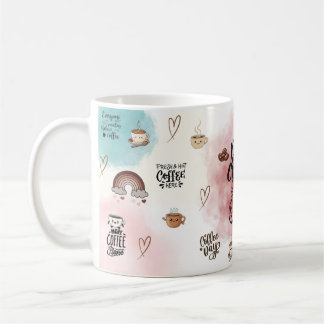 “Drink Coffee & Be Kind – Cute Aesthetic Pastel  コーヒーマグカップ