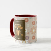 Drink Coffee Mug – Maroon Floral Aesthetic Pattern マグカップ (正面左)