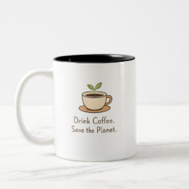 Drink Coffee. Save the Planet. Minimal Eco Coffee ツートーンマグカップ
