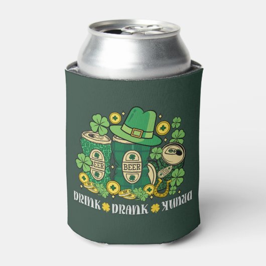 Drink Drank Drunk Funny St Patrick's Day Beer 缶クーラー (缶正面)