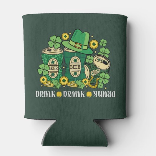 Drink Drank Drunk Funny St Patrick's Day Beer 缶クーラー (裏面)
