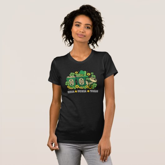 Drink Drank Drunk Funny St Patrick's Day Beer Tシャツ (正面フル)