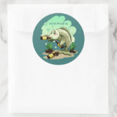 Drink Fish名前をカスタムするシール ラウンドシール (バッグ)