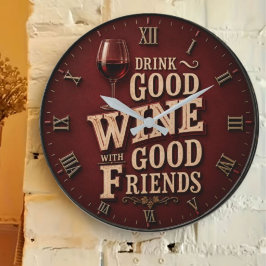 Drink Good Wine with Good Friends ラージ壁時計