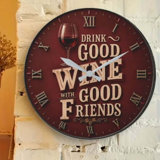Drink Good Wine with Good Friends ラージ壁時計