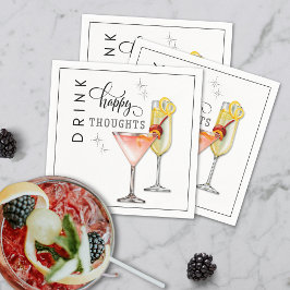 Drink Happy Thoughts Cocktail Napkins スタンダードカクテルナプキン