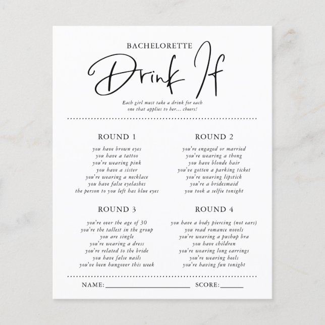 Drink If | バチェラー・パーティーゲームカード (正面)