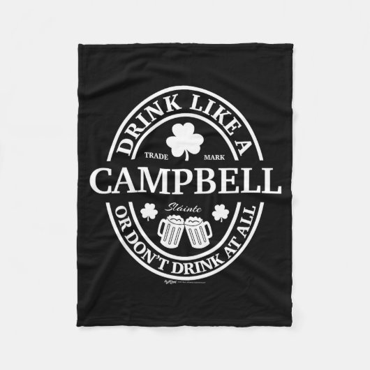 Drink Like A Campbell Shamrock St Patricks Day  フリースブランケット (正面)