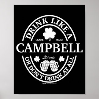 Drink Like A Campbell Shamrock St Patricks Day  ポスター