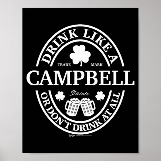 Drink Like A Campbell Shamrock St Patricks Day  ポスター (正面)