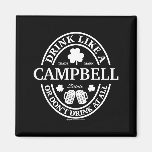 Drink Like A Campbell Shamrock St Patricks Day  マグネット (正面)