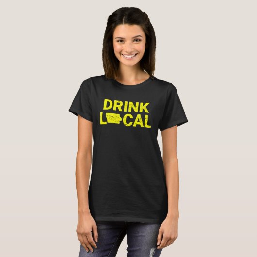 Drink Local Iowa Yellow Tシャツ (正面フル)