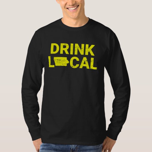 Drink Local Iowa Yellow Tシャツ (正面)