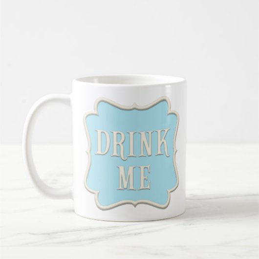 "Drink Me"おとぎ話お茶パーティーパステルブルー コーヒーマグカップ (左)