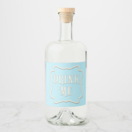 "Drink Me"ワンダーランドティーパーティーパステルブルー リキュールボトルラベル