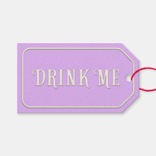 「Drink me」ワンダーランド茶パーティー紫カスタマイズ ギフトタグ (正面(横))