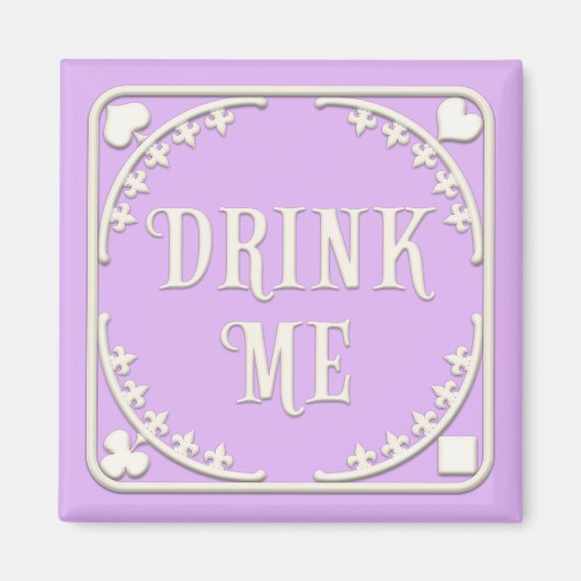 「Drink me」ワンダーランド茶パーティー紫魅力的色 マグネット (正面)