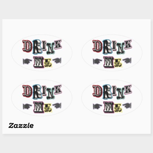 Drink Me Sticker 楕円形シール (シート)