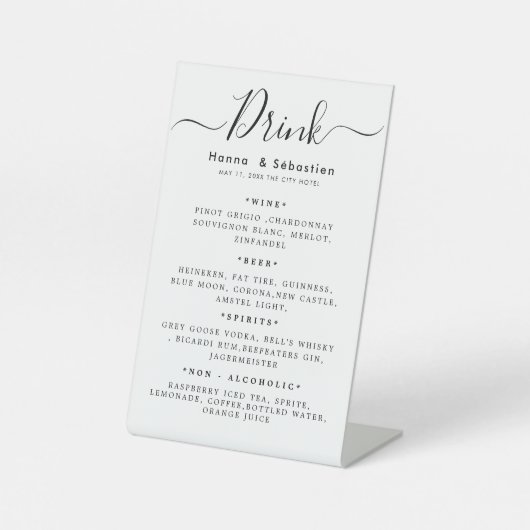 Drink Menu Wedding Reception 台座サイン (正面)
